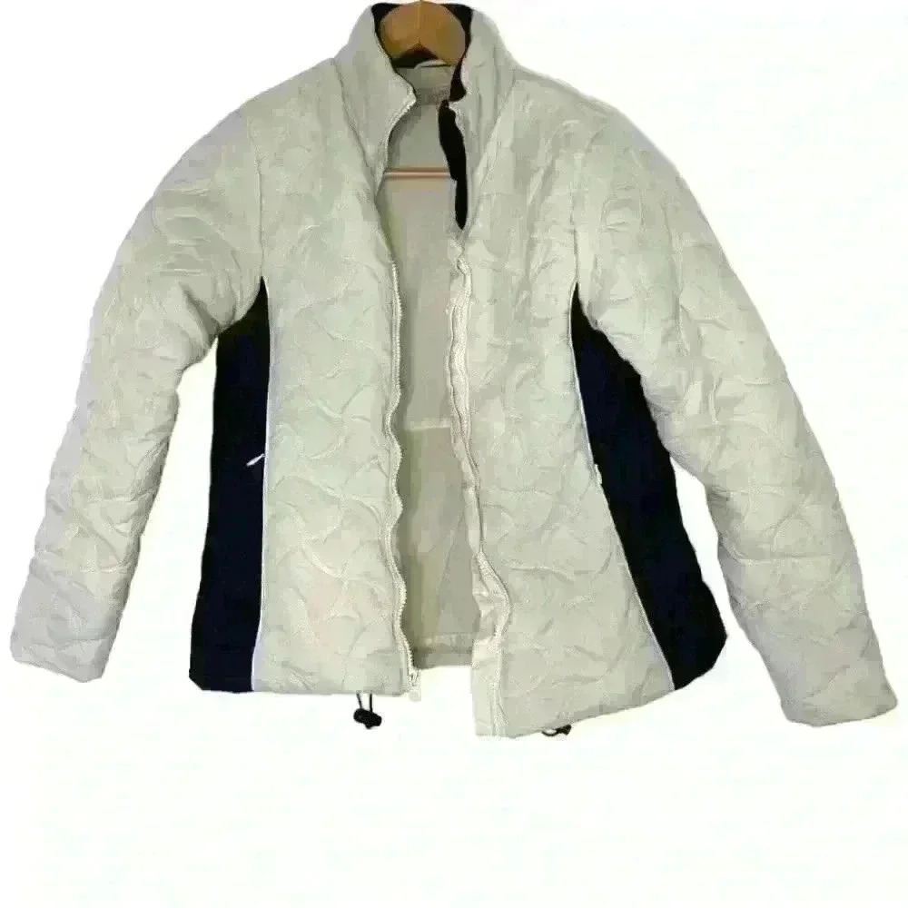 Natural Reflections white and black trim puffer jackets s 4/6